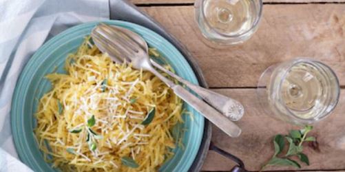Roasted Spaghetti Squash with Crispy Kale and Parmesan