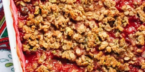 Plum Crisp with Pistachio, Oat and Almond Meal Topping