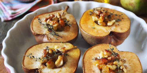 Baked Pears With Walnuts & Honey