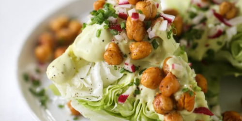 Wedge Salad with Crispy Chickpeas & Avocado Dressing