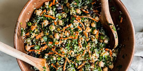 Kale, Quinoa & Summer Veggie Bowl with Lemon-Tahini Drizzle