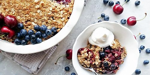 Summer Blueberry Cherry Oat Crisp