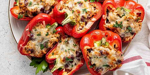 Cheesy Black Bean Stuffed Peppers