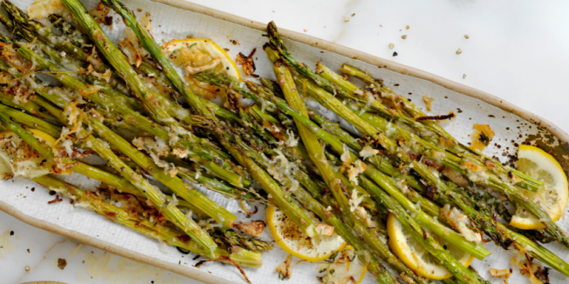 Oven-Roasted Asparagus with Crispy Parmesan Topping