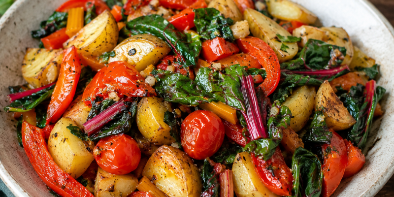 Rainbow Chard and Roasted Vegetable Salad
